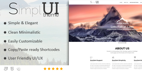 SimplUI – One Page Clean Editable Parallax HTML5 Bootstrap Template