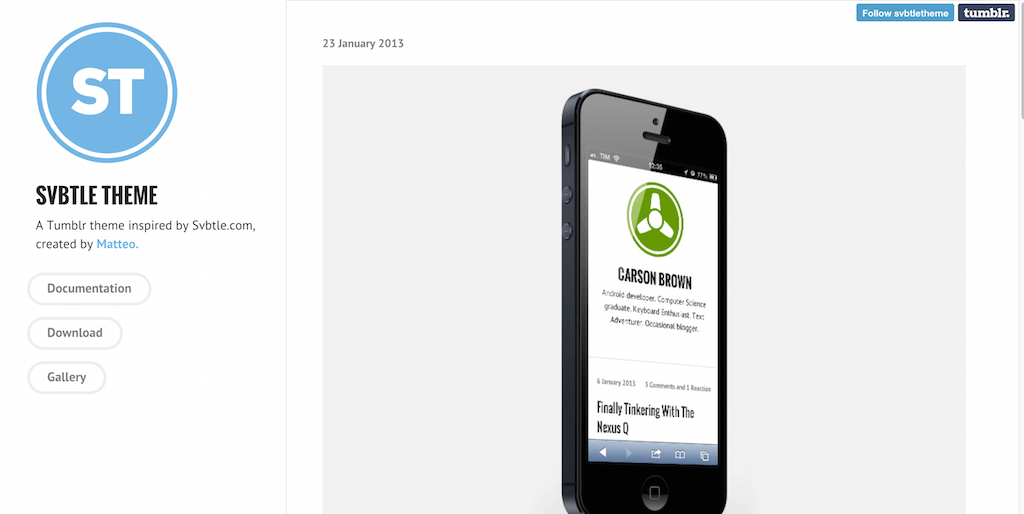 Svbtle Theme A Tumblr theme inspired by Svbtle.com created by a href http matteoroversi.com target blank Matteo. a
