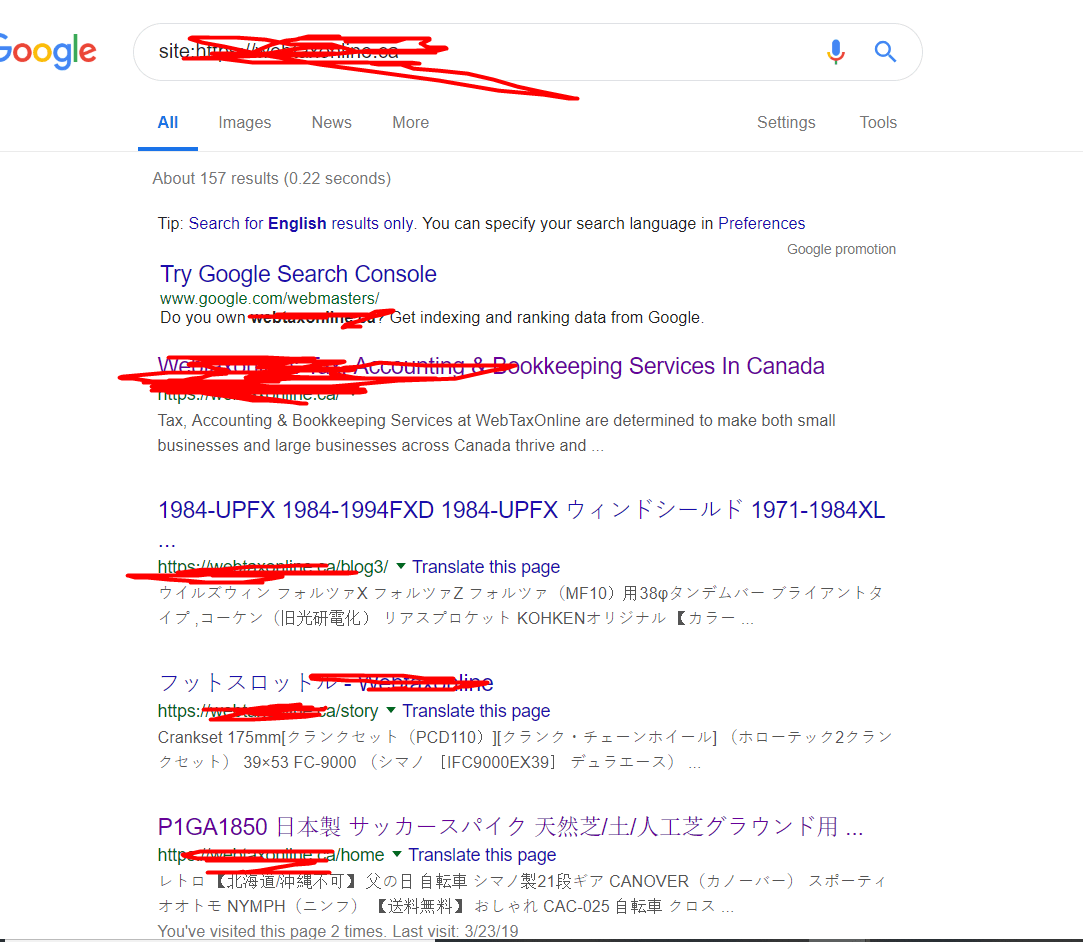 A lot of pages with Japanese content indexed in google search but when i go there it says page not found A lot of pages with Japanese content indexed in google search but when i go there it says page not found