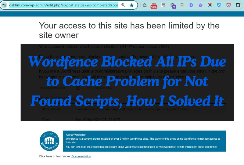 Wordfence Blocked All IPs Due to Cache Problem for Not Found Scripts, How I Solved It