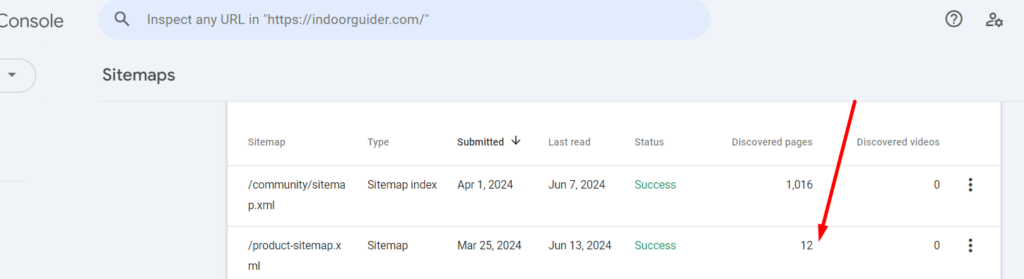 Search console sitemap showing only few products. Search console sitemap showing only few products.